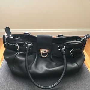 Salvatore Ferragamo Black Leather Marisa Satchel